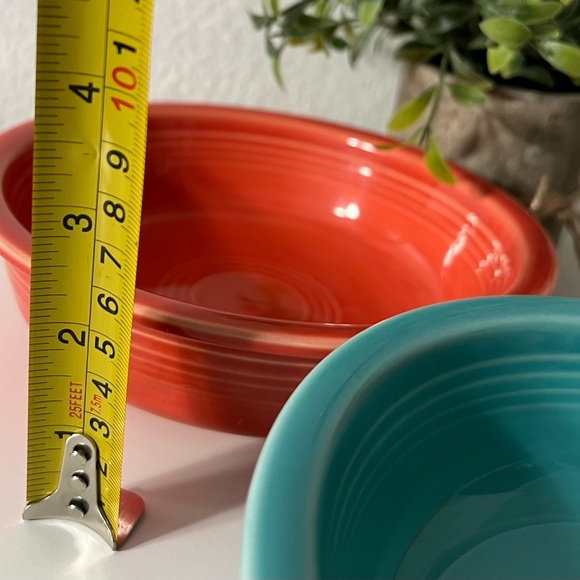 2 VINTAGE FIESTA  7" SOUP BOWL 19 OZ HOMER LAUGHLIN FIESTAWARE TURQUOISE ORANGE - Picture 3 of 9